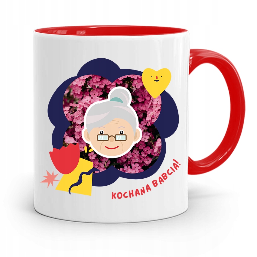 Kubek Czerwony Dla Babci Kochana Babcia Z Nadrukiem Ze Zdjęciem