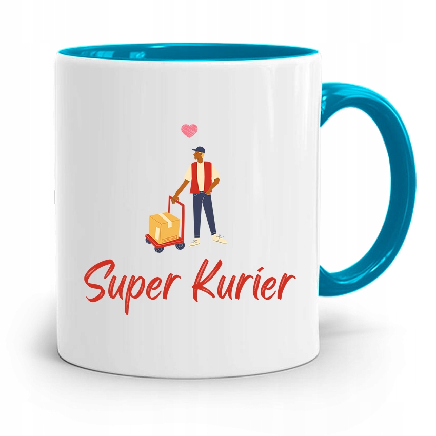 Kubek Błękitny Dla Kuriera Super Kurier Prezent Z Nadrukiem Ze Zdjęciem