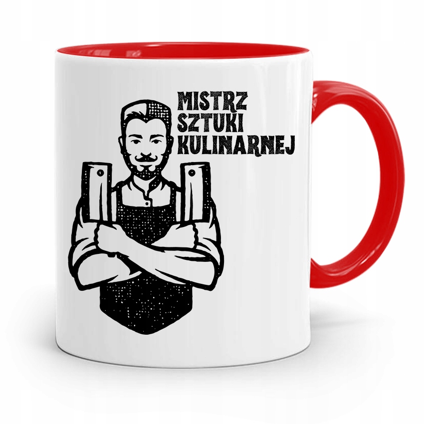 Kubek Czerwony Dla Mistrza Sztuki Kulinarnej Z Nadrukiem Ze Zdjęciem