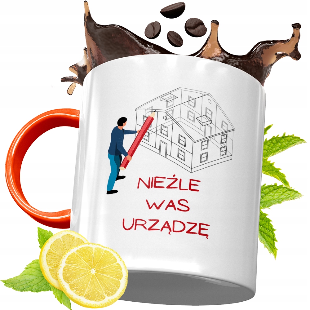 Kubek Pomarańczowy Dla Architekta Prezent Z Nadrukiem Ze Zdjęciem