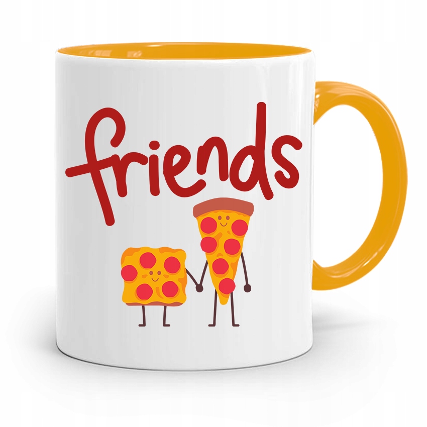 Kubek Żółty Dla Przyjaciela Pizza Friends Prezent Z Nadrukiem Ze Zdjęciem