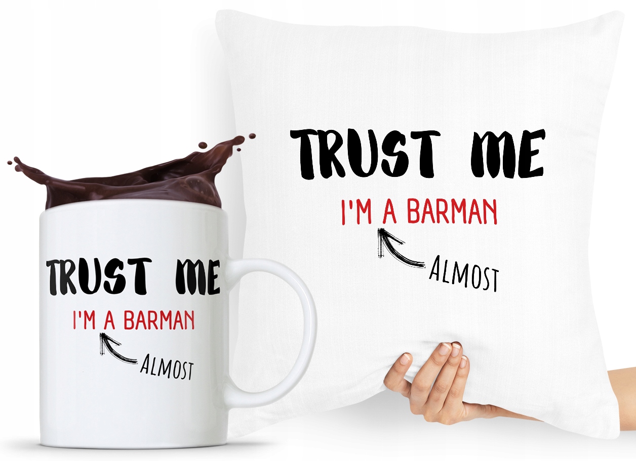 Zestaw Poduszka + Kubek Prezent Dla Barmana Z Nadrukiem Ze Zdjęciem