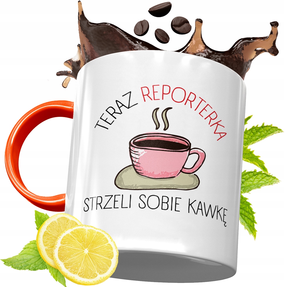 Kubek Pomarańczowy Dla Dziennikarza Prezent Z Nadrukiem Ze Zdjęciem