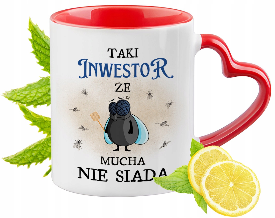 Kubek Dla Inwestora Czerwony Z Uszkiem W Kształcie Serca Na Prezent