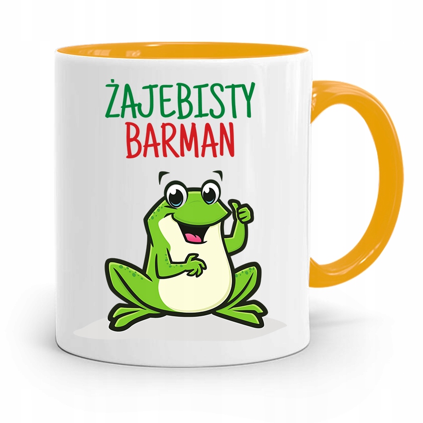 Kubek Żółty Dla Barmana Żajebisty Barman Prezent Z Nadrukiem Ze Zdjęciem