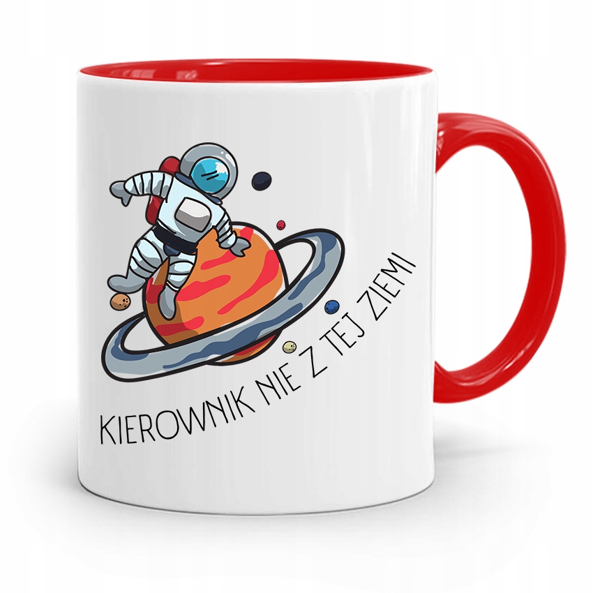 Kubek Czerwony Dla Kierownika Nie Z Tej Ziemi Z Nadrukiem Ze Zdjęciem