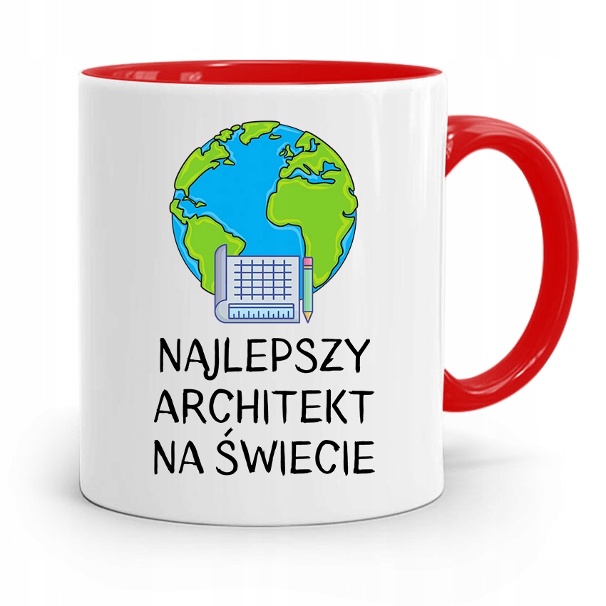 Kubek Czerwony Architekta Najlepszy Na Świecie Z Nadrukiem Ze Zdjęciem