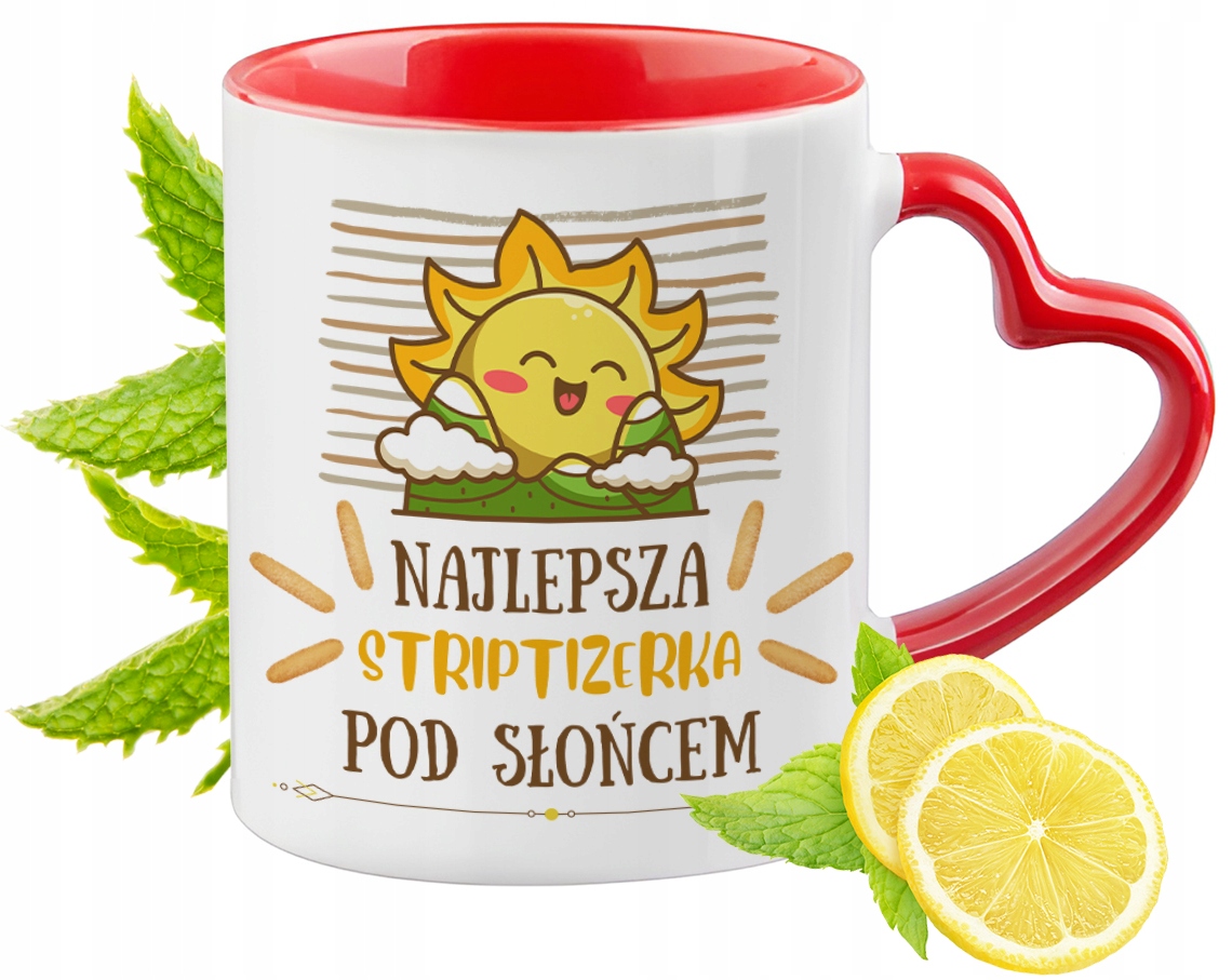 Kubek Czerwony Z Uszkiem W Kształcie Serca Dla Striptizerki Na Prezent