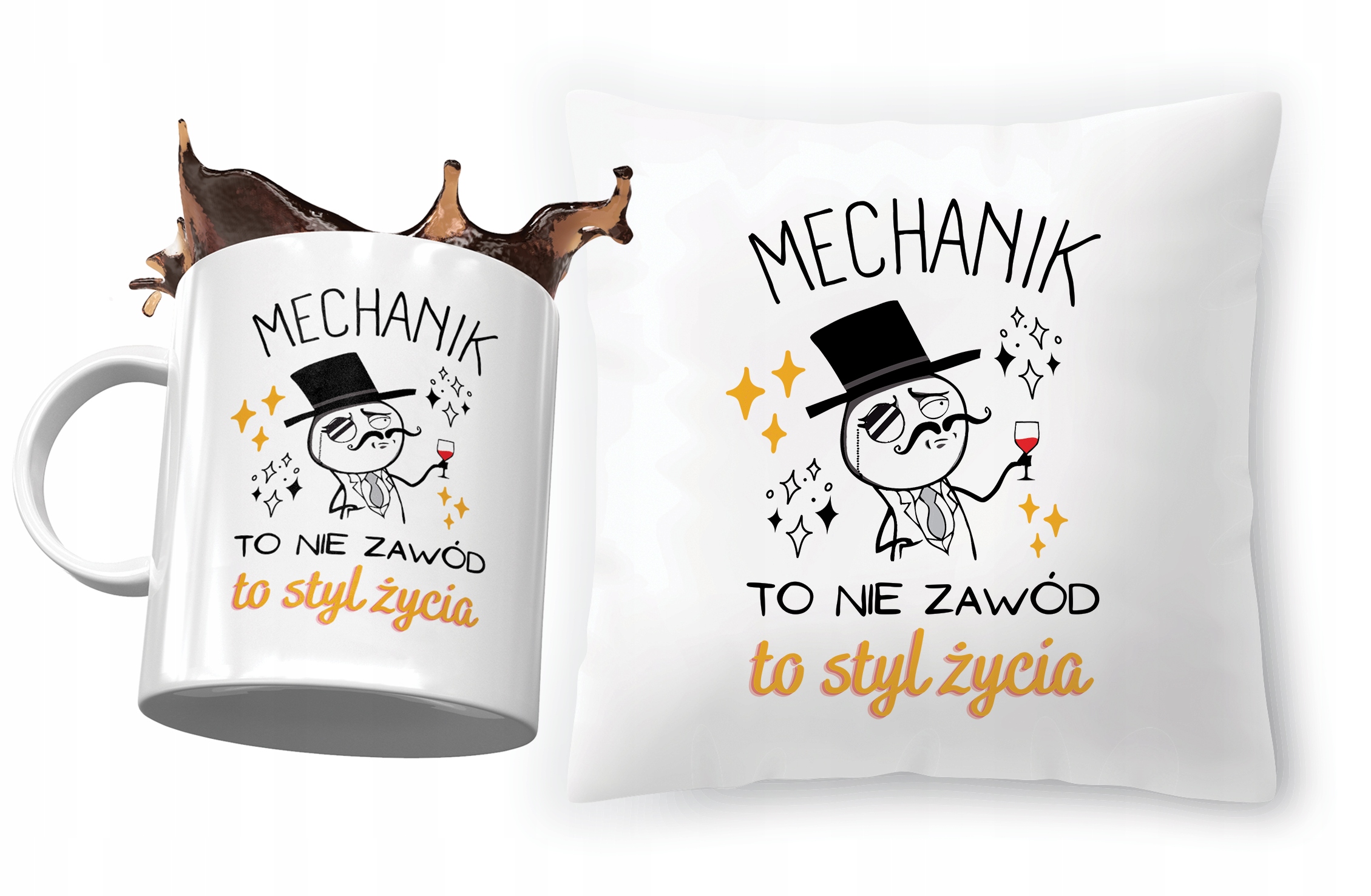 Dla Mechanika Zestaw Poduszka + Kubek Na Prezent Z Nadrukiem Ze Zdjęciem