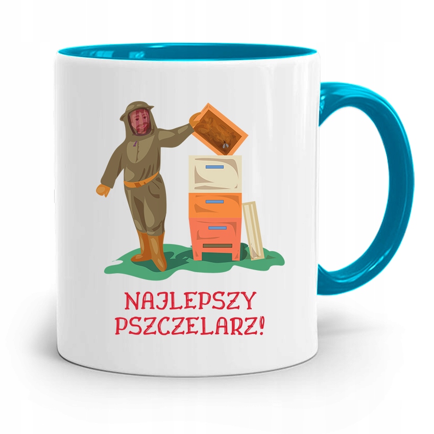 Kubek Błękitny Dla Pszczelarza Najlepszy Prezent Z Nadrukiem Ze Zdjęciem