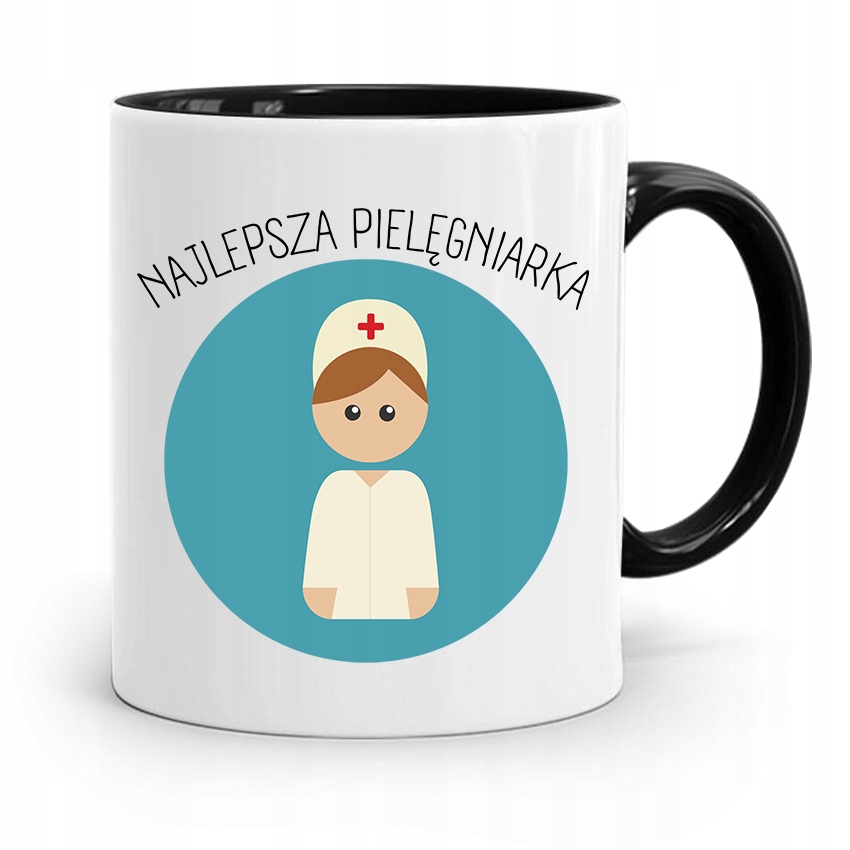 Kubek Czarny Prezent Dla Najlepszej Pielęgniarki Z Nadrukiem Ze Zdjęciem