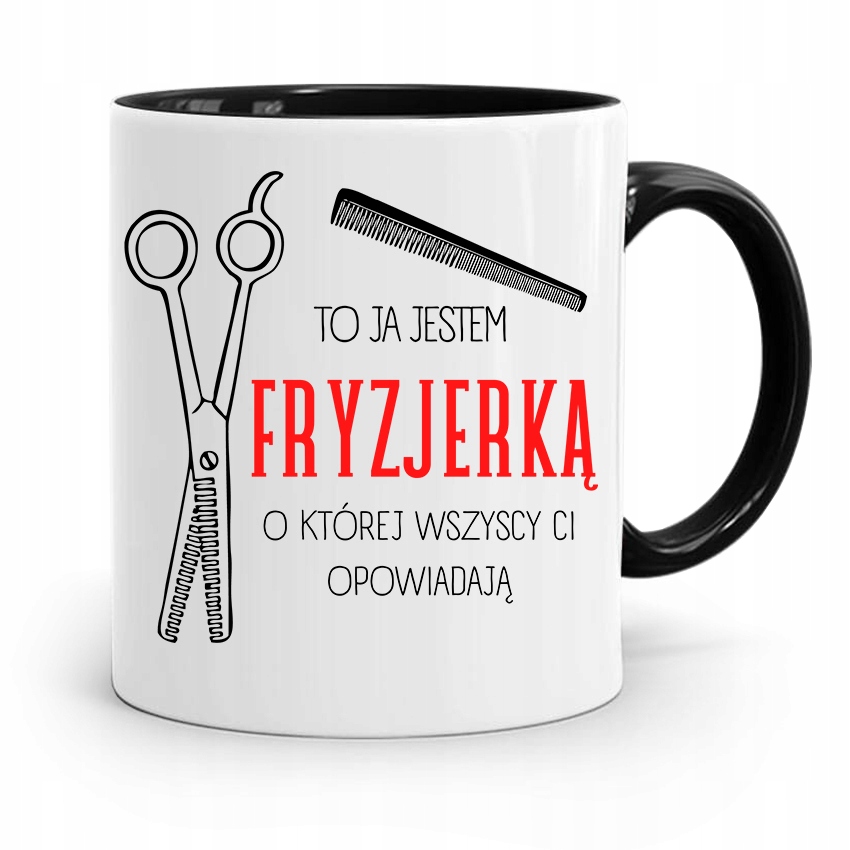 Kubek Czarny Fryzjera To Ja Jestem Fryzjerką Z Nadrukiem Ze Zdjęciem