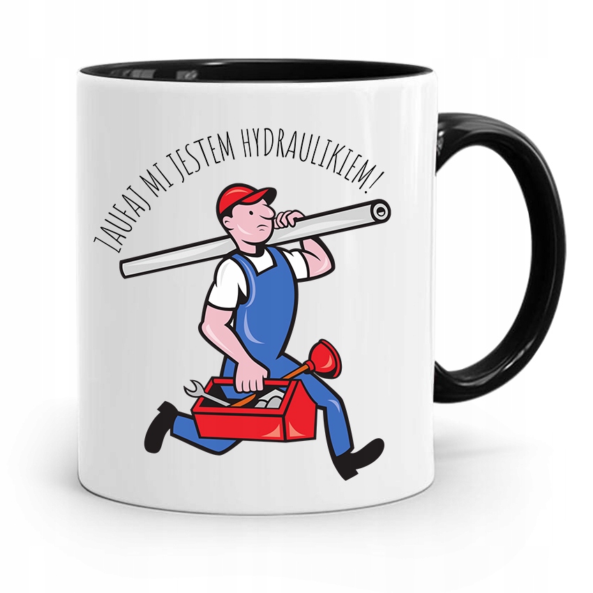 Kubek Czarny Prezent Dla Hydraulika Zaufaj Mi Z Nadrukiem Ze Zdjęciem