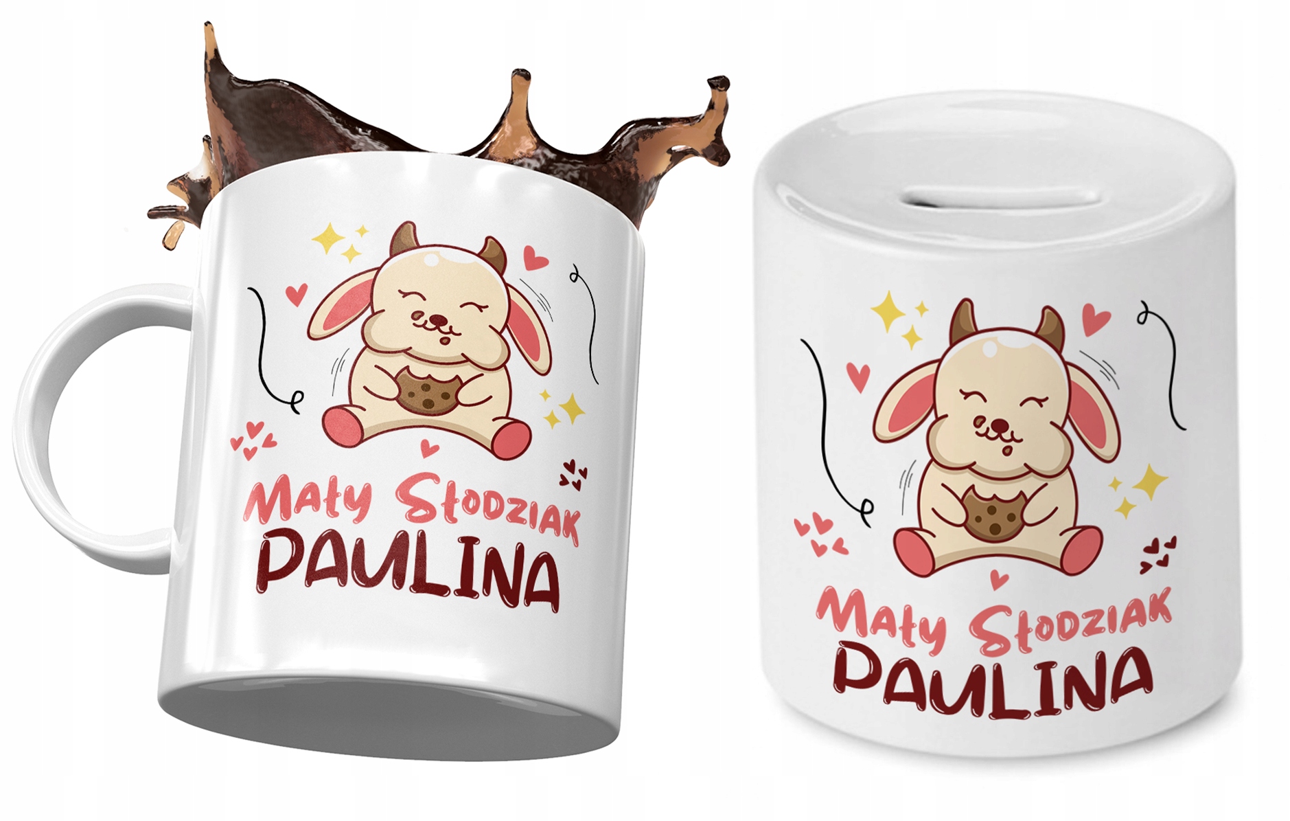 Dla Pauliny Zestaw Kubek + Skarbonka Dla Dziecka Z Nadrukiem Ze Zdjęciem