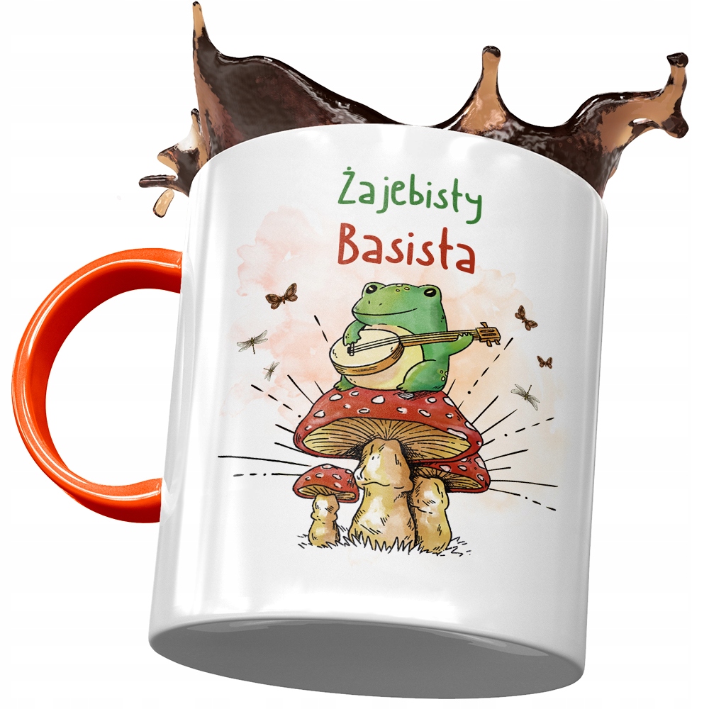 Kubek Pomarańczowy Dla Basisty Żajebisty Basista Z Nadrukiem Ze Zdjęciem