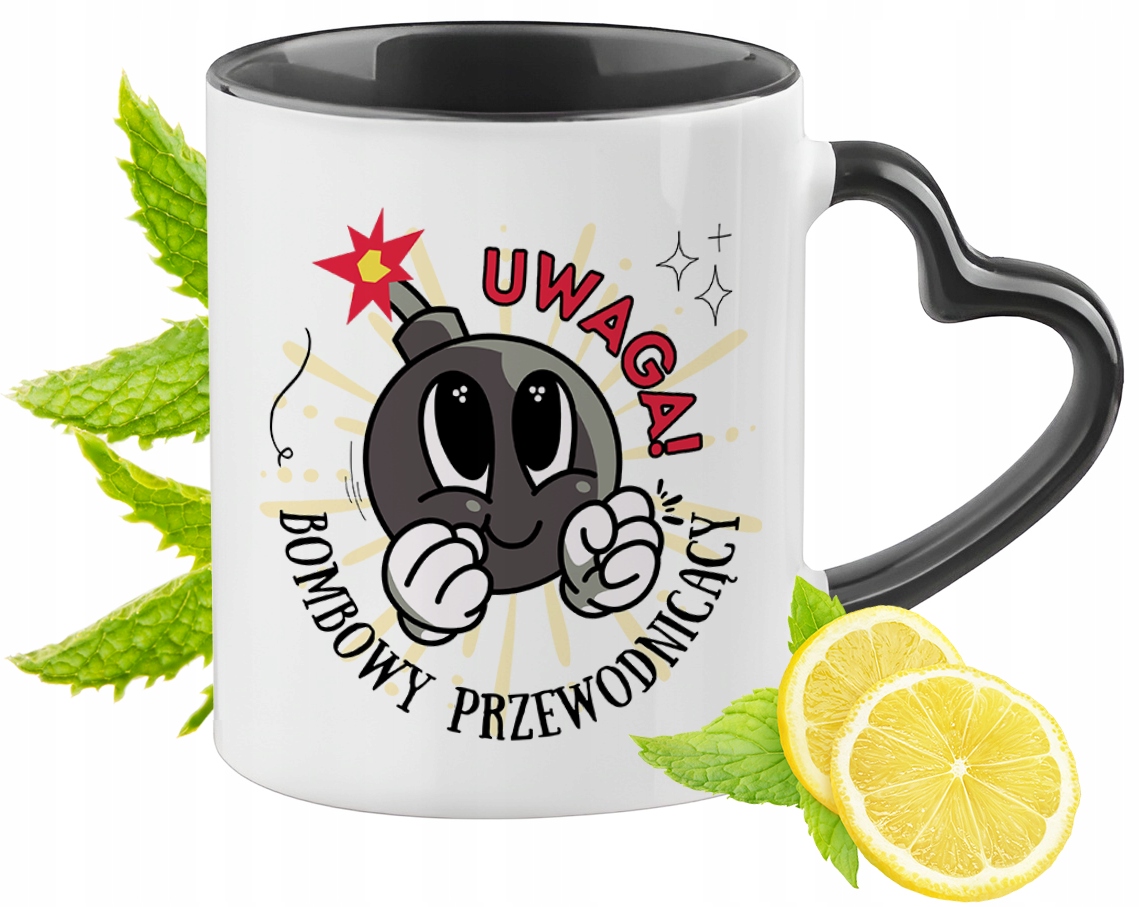 Kubek Czarny Z Uszkiem W Kształcie Serca Dla Przewodniczącego Prezent