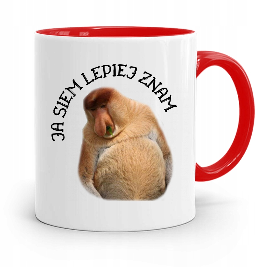 Kubek Czerwony Nosacz Janusz Ja Siem Lepiej Znam Z Nadrukiem Ze Zdjęciem