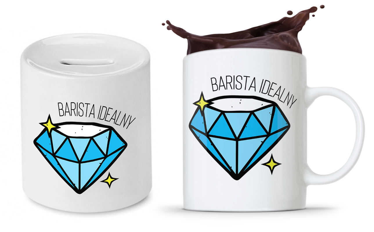 Zestaw Skarbonka + Kubek Dla Baristy Prezent Z Nadrukiem Ze Zdjęciem