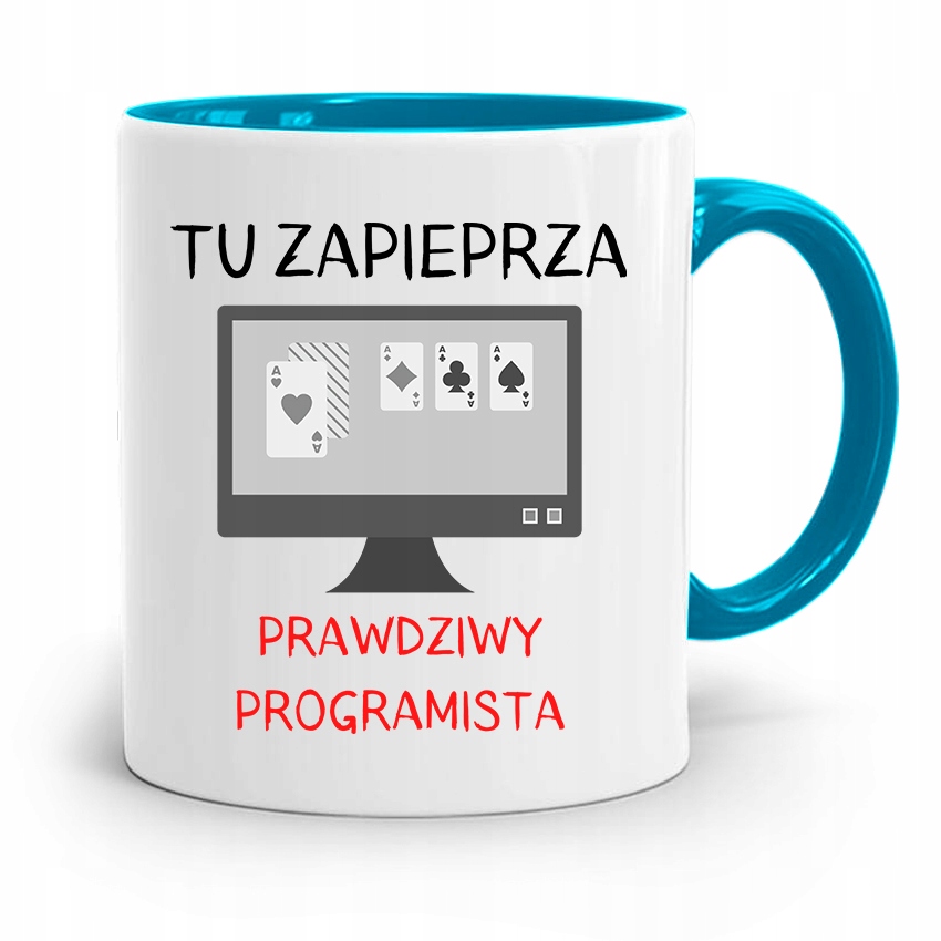 Kubek Błękitny Informatyka Zapieprza Programista Z Nadrukiem Ze Zdjęciem