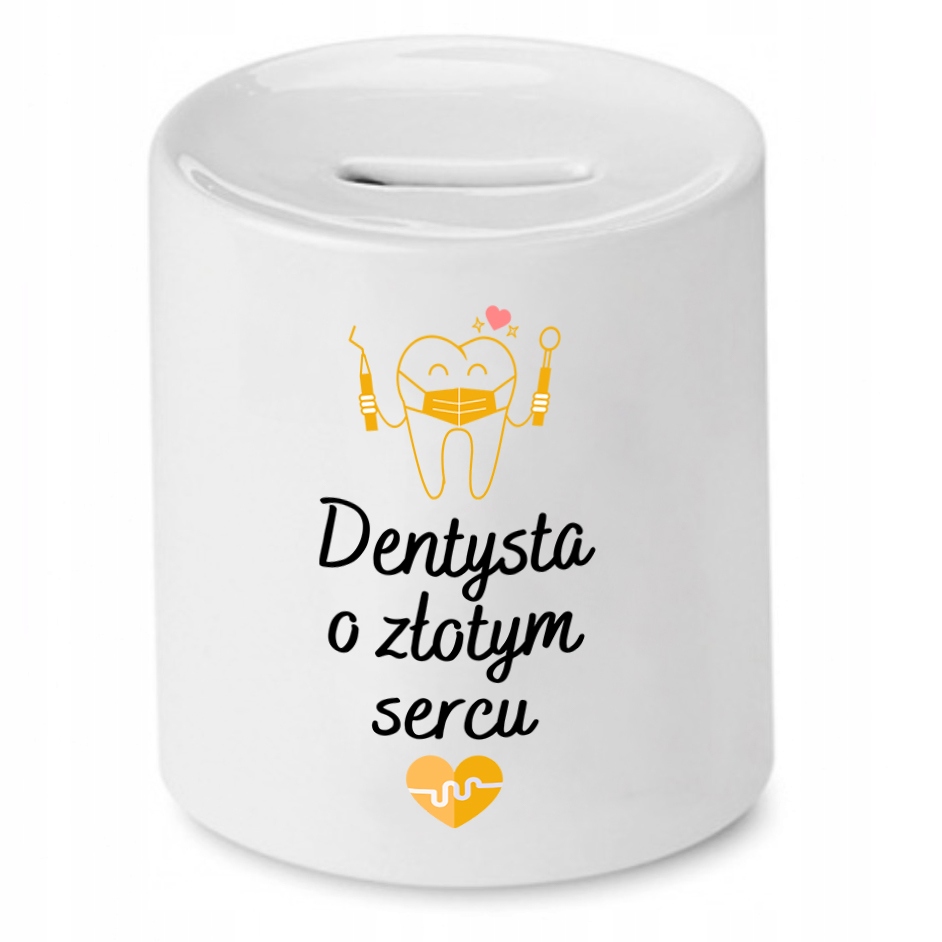 Skarbonka Dla Dentysty O Złotym Sercu Prezent Z Nadrukiem Ze Zdjęciem Z Nad