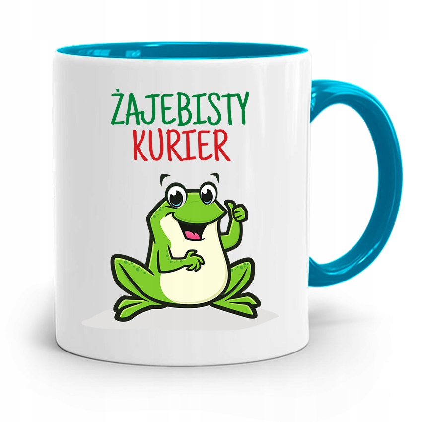 Kubek Błękitny Dla Kuriera Żajebisty Kurier Z Nadrukiem Ze Zdjęciem