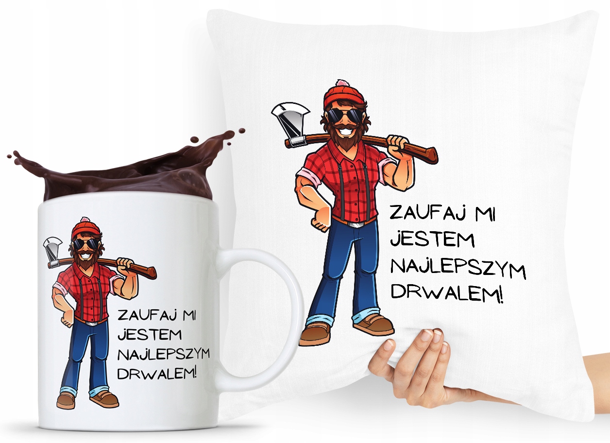 Zestaw Poduszka + Kubek Dla Drwala Prezent Z Nadrukiem Ze Zdjęciem