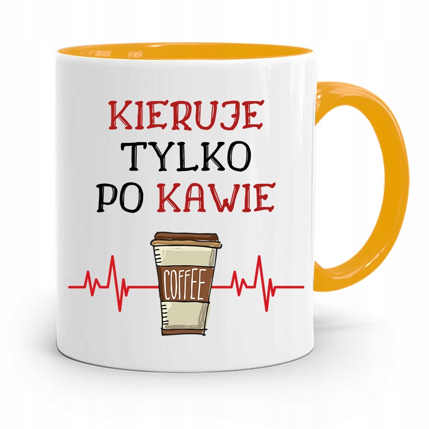 Kubek Żółty Dla Kierownika Kieruje Po Kawie Z Nadrukiem Ze Zdjęciem