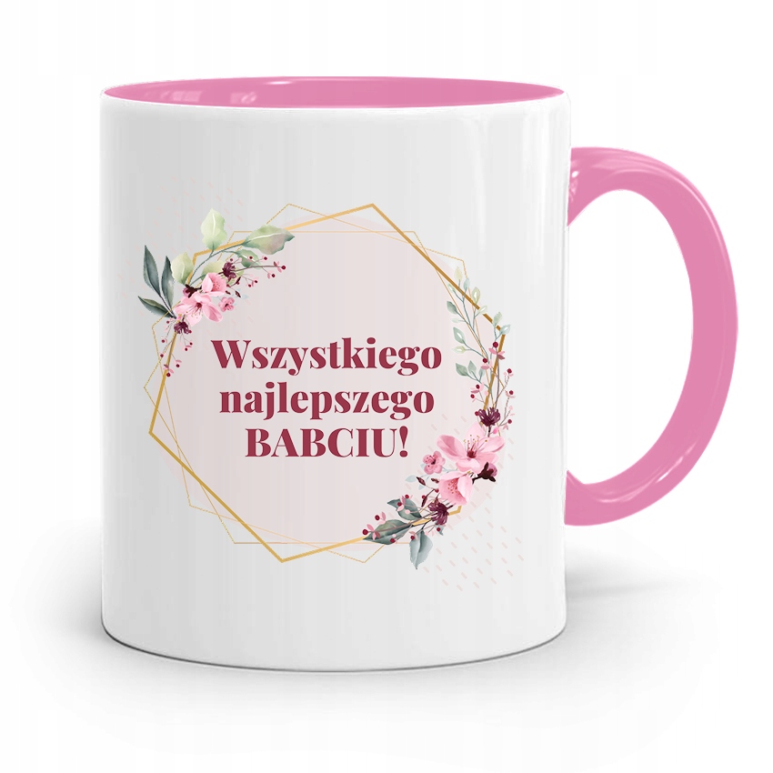 Kubek Różowy Dla Babci Wszystkiego Najlepszego Z Nadrukiem Ze Zdjęciem