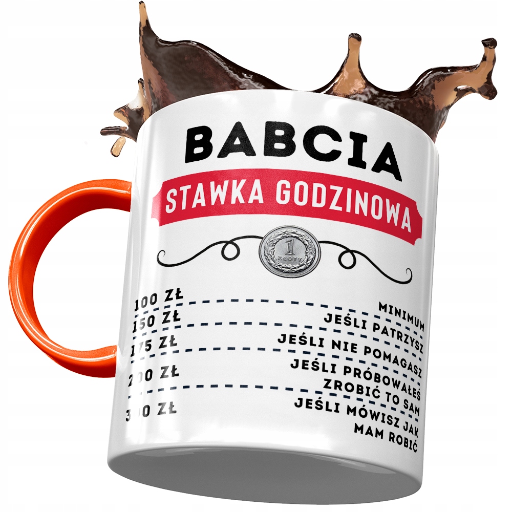 Kubek Pomarańczowy Dla Babci Babuni Na Dzień Babci Z Nadrukiem Ze Zdjęciem