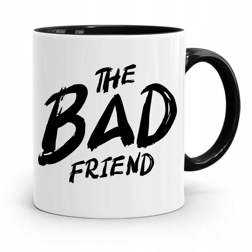 Kubek Czarny Śmieszny Zabawny The Bad Friend Z Nadrukiem Ze Zdjęciem