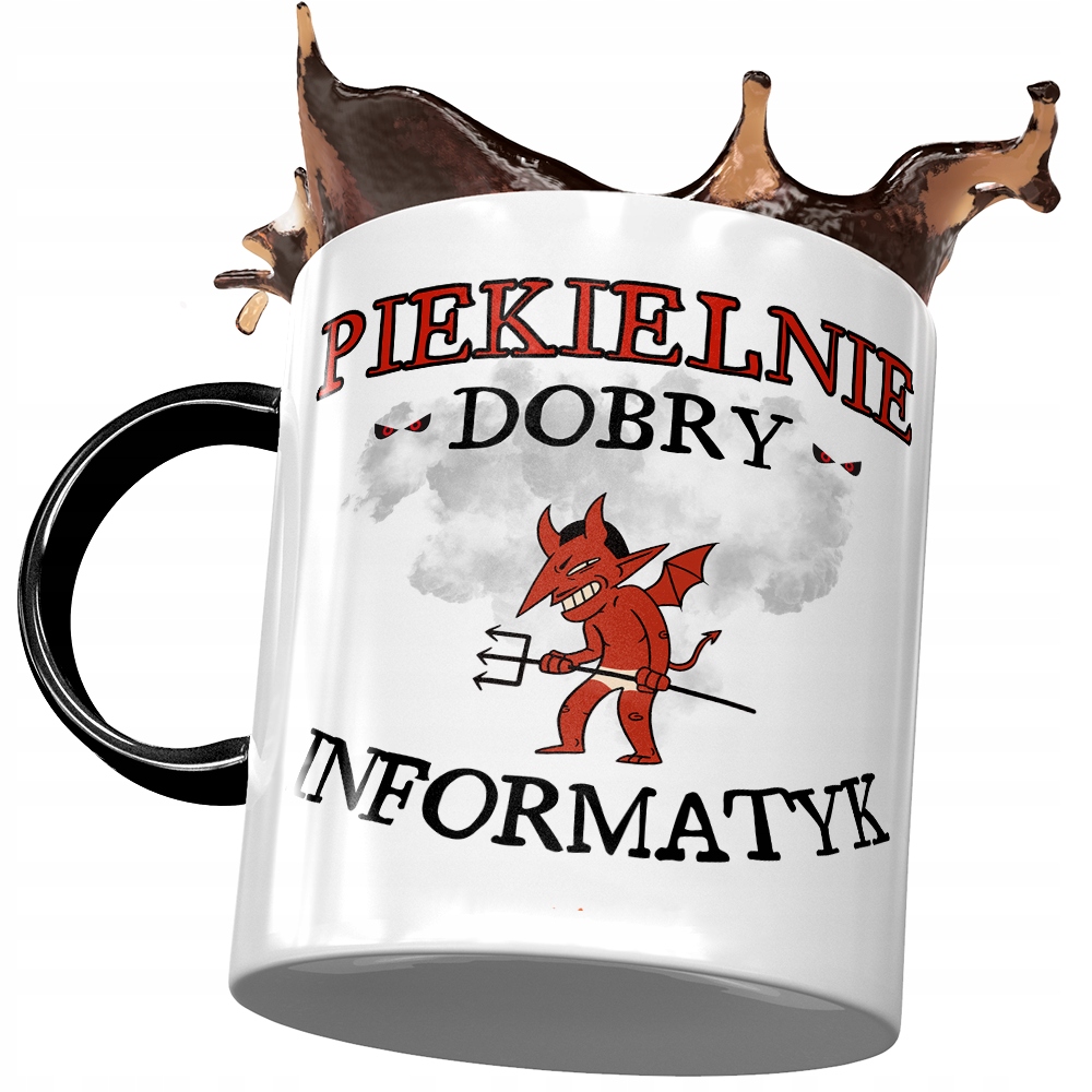 Kubek Czarny Dla Informatyka Piekielnie Dobry Z Nadrukiem Ze Zdjęciem
