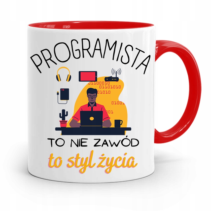Kubek Czerwony Informatyka Programisty Prezent Z Nadrukiem Ze Zdjęciem