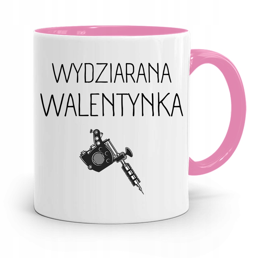 Kubek Różowy Na Walentynki Wydziarana Walentynka Z Nadrukiem Ze Zdjęciem