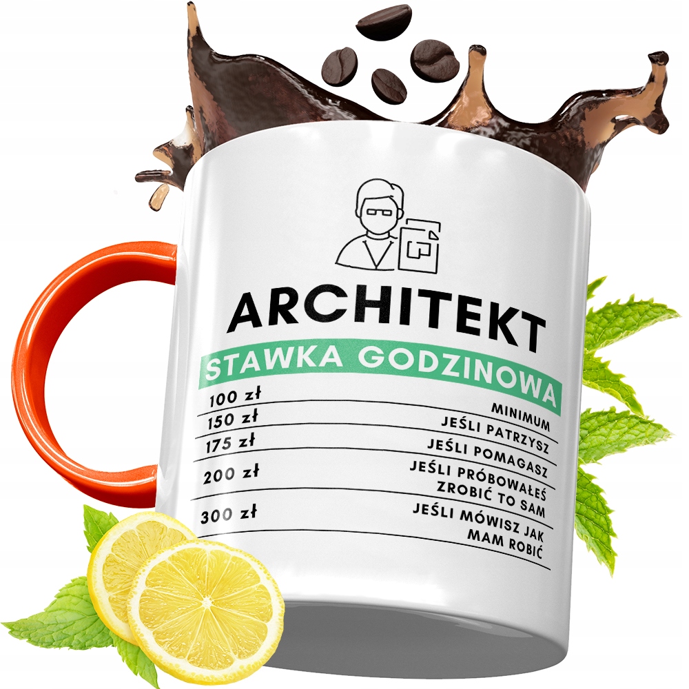 Kubek Pomarańczowy Dla Architekta Prezent Z Nadrukiem Ze Zdjęciem