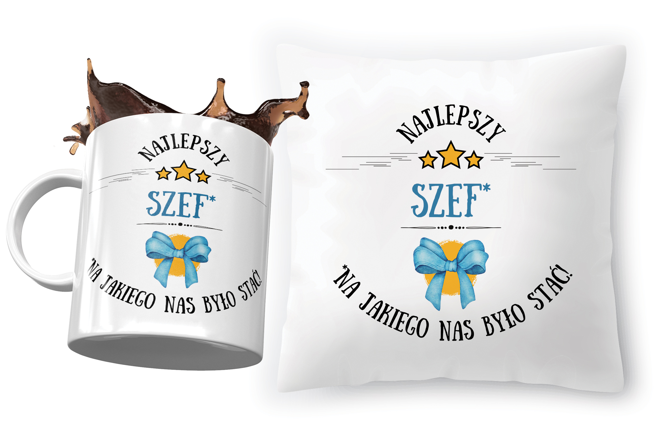 Zestaw Dla Szefa Poduszka + Kubek Na Prezent Z Nadrukiem Ze Zdjęciem