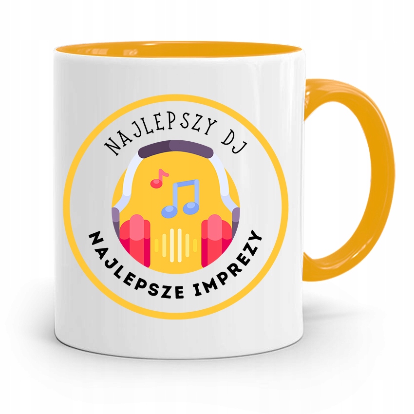 Dla Dja Muzyka Kubek Żółty Najlepszy Dj Prezent Z Nadrukiem Ze Zdjęciem