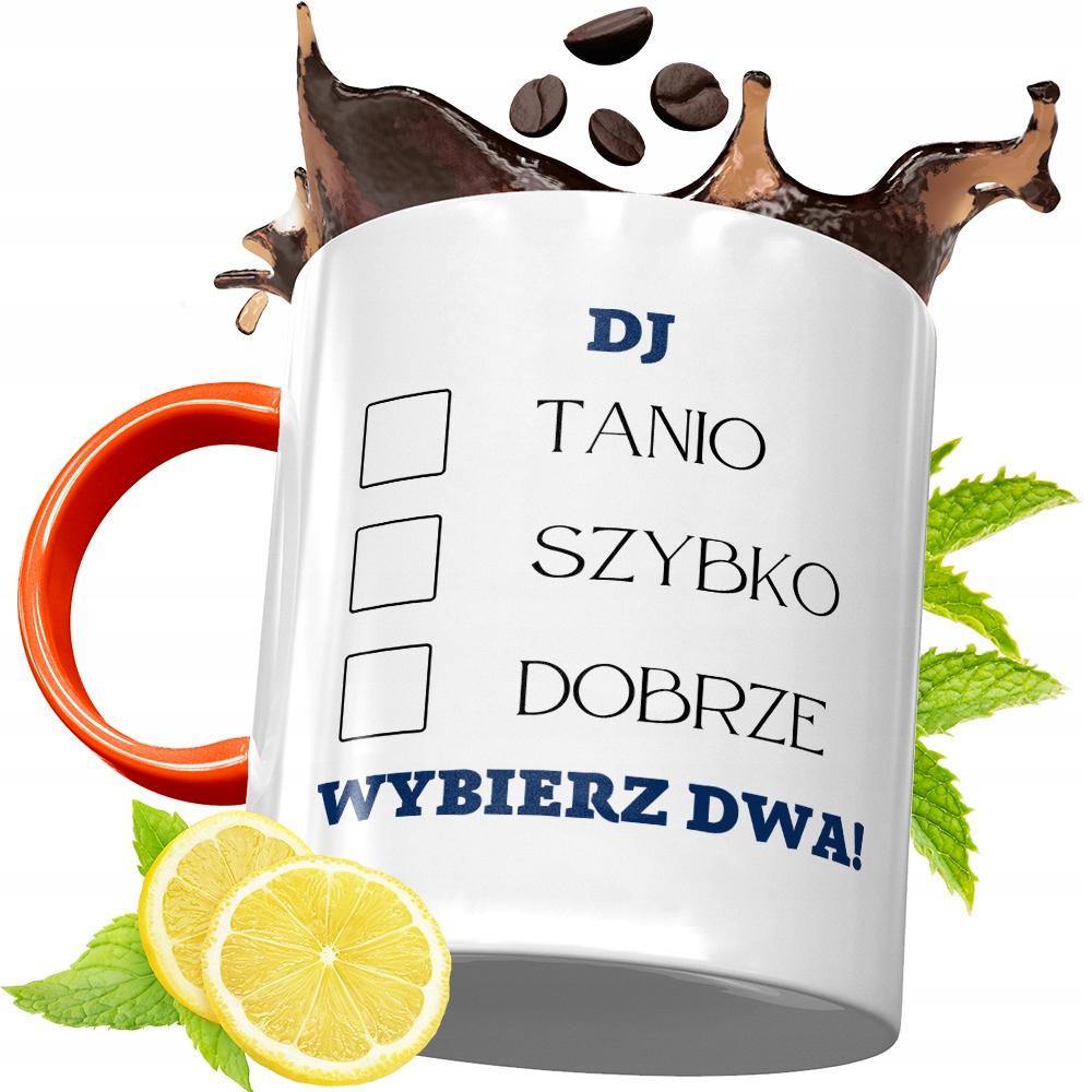 Kubek Pomarańczowy Dla Dja Prezent Z Nadrukiem Ze Zdjęciem