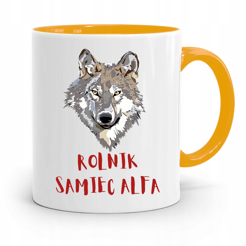 Dla Rolnika Kubek Zółty Rolnik Samiec Alfa Z Nadrukiem Ze Zdjęciem