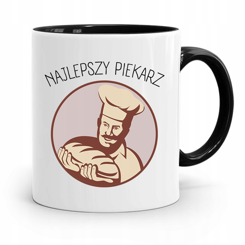Kubek Czarny Dla Piekarza Najlepszy Piekarz Z Nadrukiem Ze Zdjęciem
