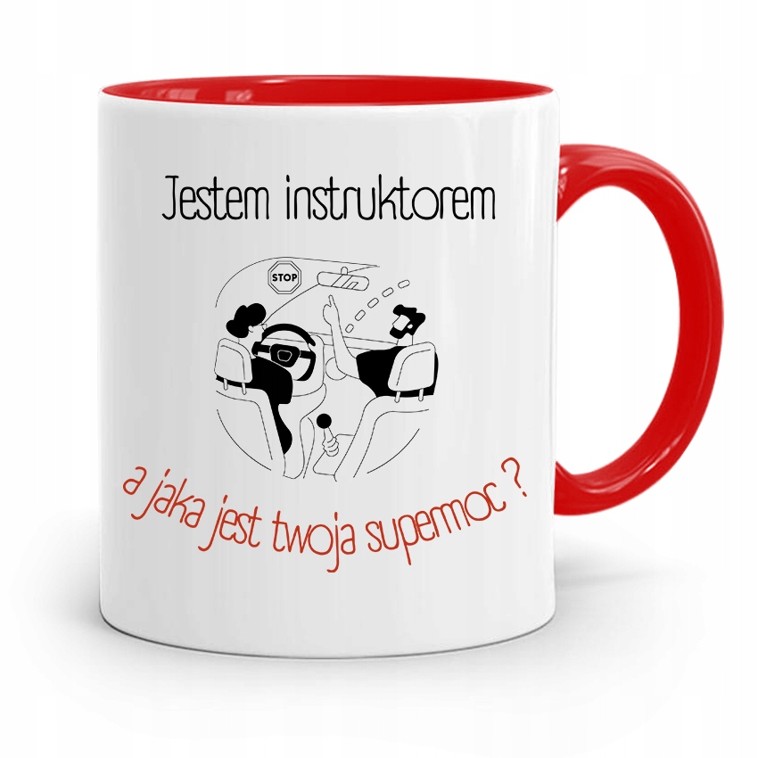 Dla Instruktora Prawa Jazdy Kubek Czerwony Prezent Z Nadrukiem Ze Zdjęciem