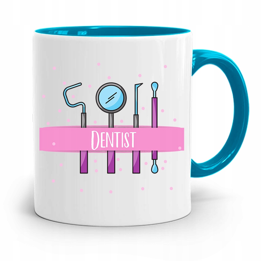 Kubek Błękitny Prezent Dentysty Stomatologa Z Nadrukiem Ze Zdjęciem