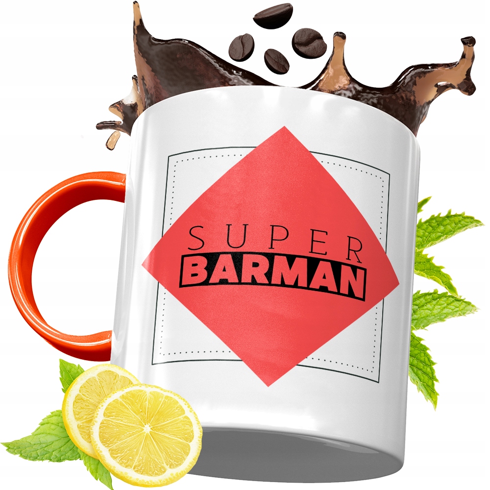 Kubek Pomarańczowy Dla Barmana Prezent Z Nadrukiem Ze Zdjęciem