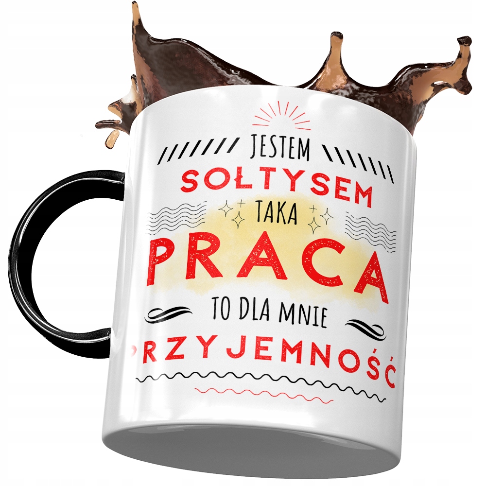 Kubek Czarny Dla Sołtysa Dla Mnie Przyjemność Z Nadrukiem Ze Zdjęciem