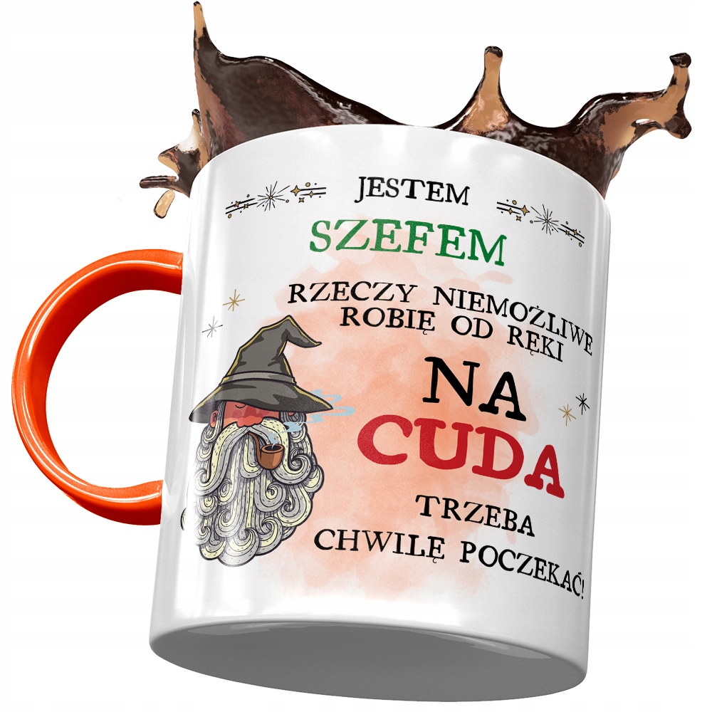 Kubek Pomarańczowy Dla Szefa Jestem Szefem Prezent Z Nadrukiem Ze Zdjęciem