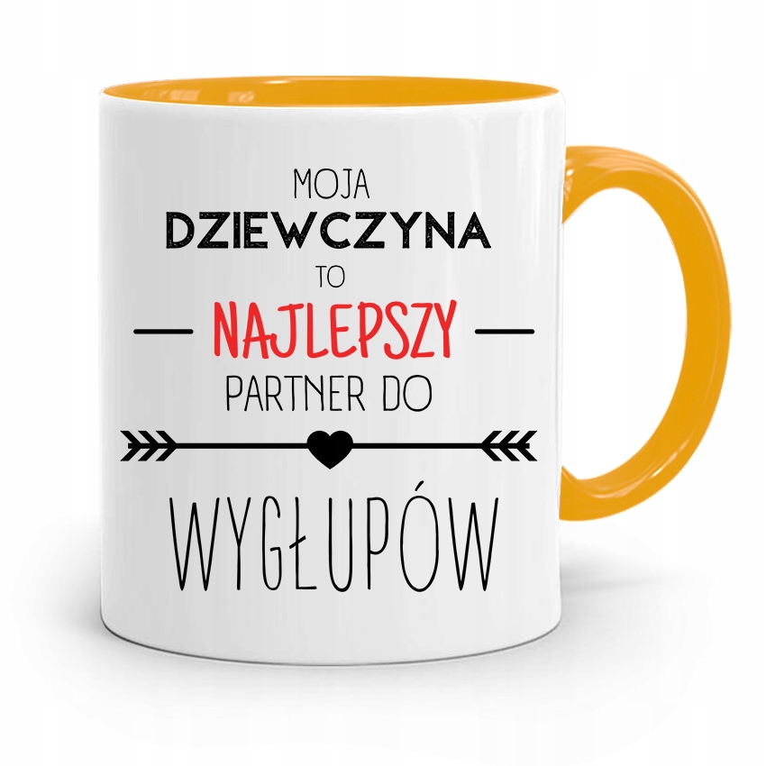 Kubek Żółty Dla Dziewczyny Najlepszy Partner Z Nadrukiem Ze Zdjęciem