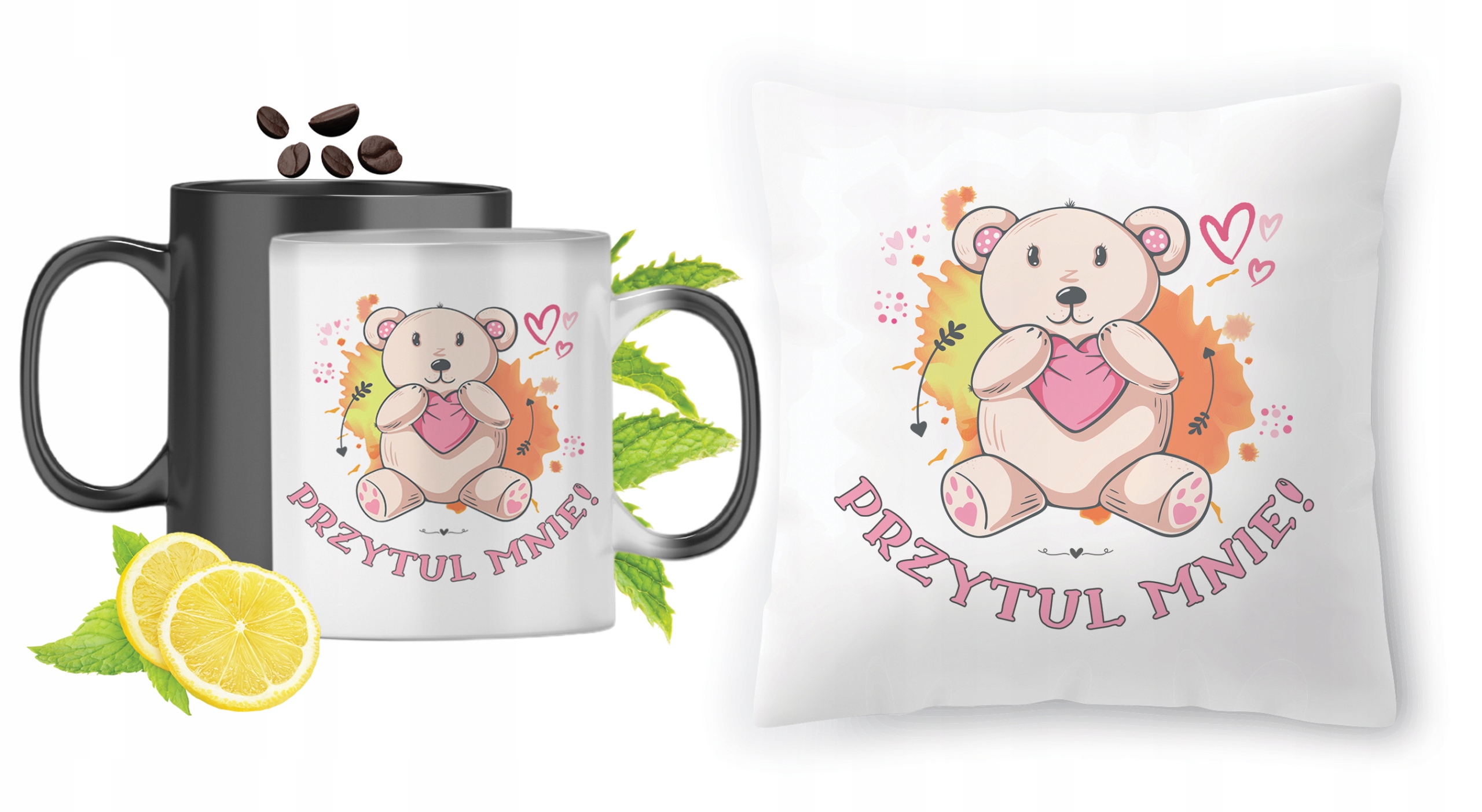 Misie Zestaw Kubek Magiczny + Poduszka Z Nadrukiem Ze Zdjęciem