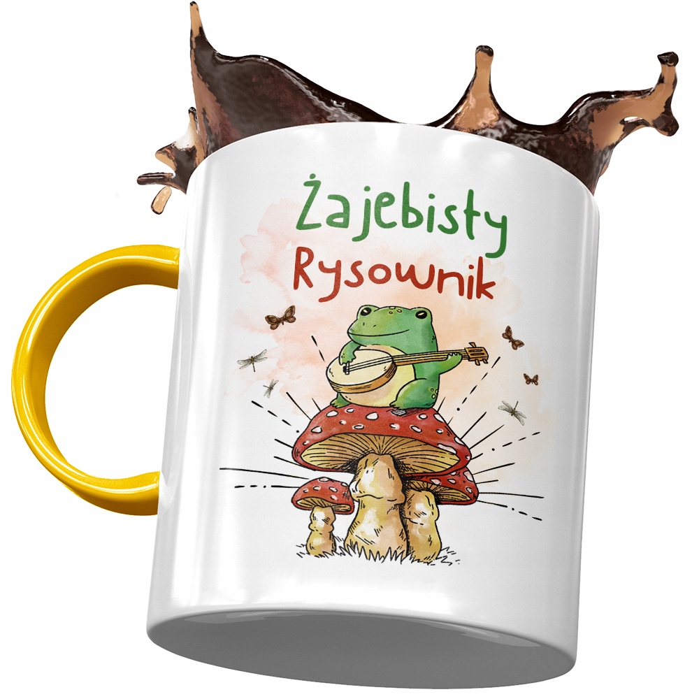 Kubek Żółty Dla Rysownika Żajebisty Rysownik Z Nadrukiem Ze Zdjęciem