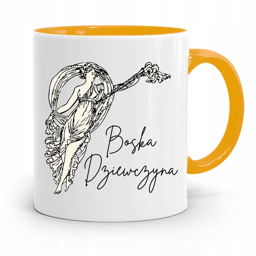Kubek Żółty Dla Dziewczyny Boska Dziewczyna Z Nadrukiem Ze Zdjęciem