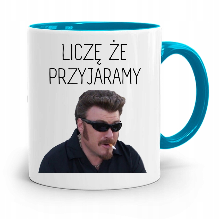 Kubek Błękitny Śmieszny Zabawny Że Przyjaramy Z Nadrukiem Ze Zdjęciem