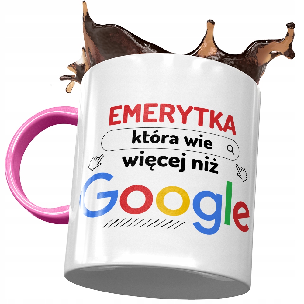 Kubek Różowy Dla Emerytki Wie Więcej Niż Google Z Nadrukiem Ze Zdjęciem
